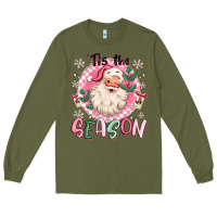 Army Green pink santa 'tis the season Long Sleeve Tee - MaliasSmallBusiness