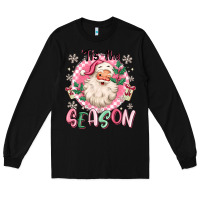 Black pink santa 'tis the season Long Sleeve Tee - MaliasSmallBusiness