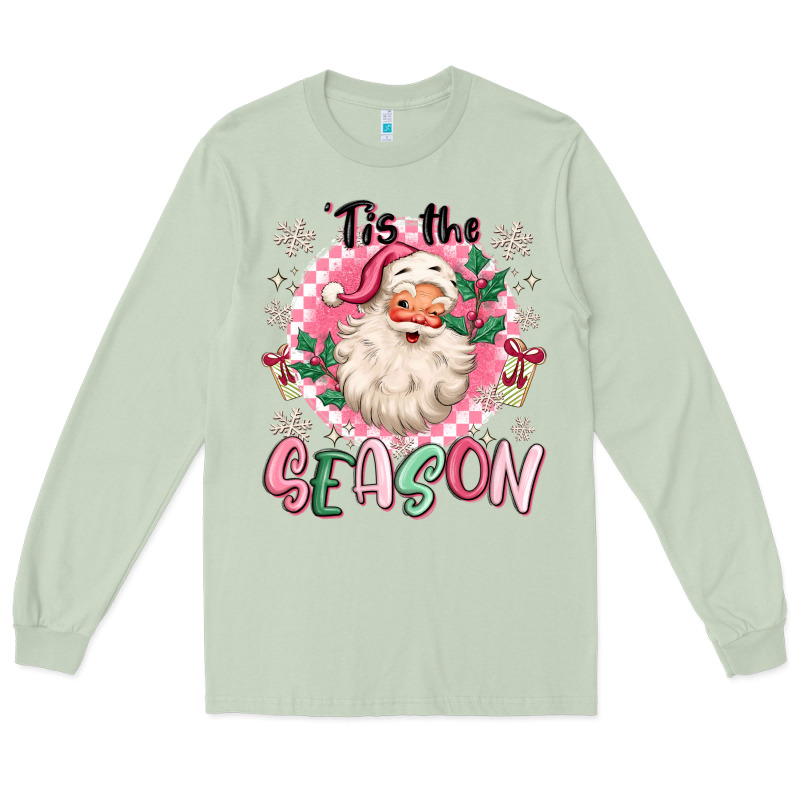 Pink Santa 'tis The Season Long Sleeve Tee by MaliasSmallBusiness | Teevron