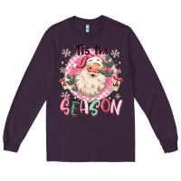 Plum pink santa 'tis the season Long Sleeve Tee - MaliasSmallBusiness