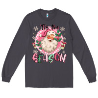 Smoke pink santa 'tis the season Long Sleeve Tee - MaliasSmallBusiness
