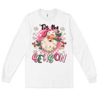 White pink santa 'tis the season Long Sleeve Tee - MaliasSmallBusiness
