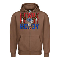 Chestnut howdy howdy howdy 4th of july bull skull billie wi Zipper Hoodie - texasbilliewilder