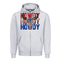 Heather Grey howdy howdy howdy 4th of july bull skull billie wi Zipper Hoodie - texasbilliewilder