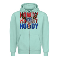 Seafoam howdy howdy howdy 4th of july bull skull billie wi Zipper Hoodie - texasbilliewilder