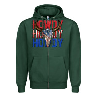 Sports Green howdy howdy howdy 4th of july bull skull billie wi Zipper Hoodie - texasbilliewilder