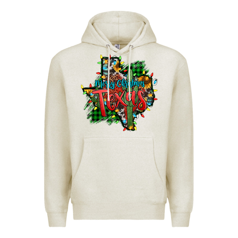 Western Desert Christmas Texas Map Premium Hoodie by Jasminsmagicworld | Teevron