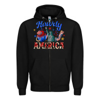 Black howdy america western Zipper Hoodie - texasbilliewilder