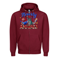 Burgundy howdy america western Zipper Hoodie - texasbilliewilder