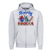 Heather Grey howdy america western Zipper Hoodie - texasbilliewilder