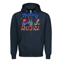 Navy howdy america western Zipper Hoodie - texasbilliewilder