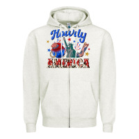 Oatmeal Heather howdy america western Zipper Hoodie - texasbilliewilder