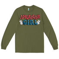 Army Green american girl Long Sleeve Tee - MaliasSmallBusiness