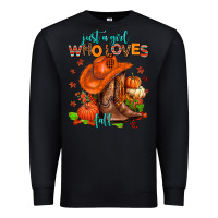 Black jusr a girl who loves fall  cowgirl Premium Sweatshirt - AdoDesignShop