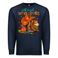 Navy jusr a girl who loves fall  cowgirl Premium Sweatshirt - AdoDesignShop