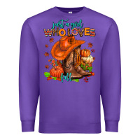 Purple jusr a girl who loves fall  cowgirl Premium Sweatshirt - AdoDesignShop