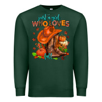 Sports Green jusr a girl who loves fall  cowgirl Premium Sweatshirt - AdoDesignShop