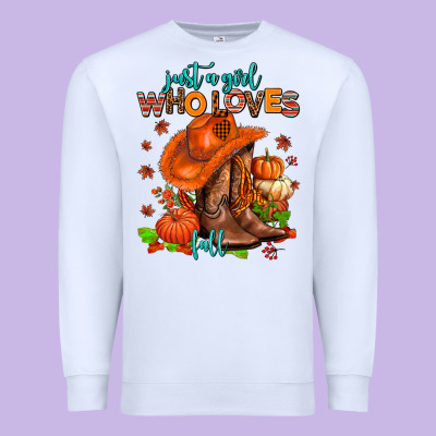 Jusr A Girl Who Loves Fall  Cowgirl Premium Sweatshirt Designed By Adodesignshop