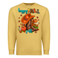 Antique Gold happy fall y'all  cowgirl Premium Sweatshirt - AdoDesignShop