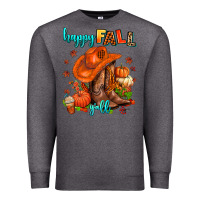 Charcoal Heather happy fall y'all  cowgirl Premium Sweatshirt - AdoDesignShop