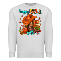 Dove Grey happy fall y'all  cowgirl Premium Sweatshirt - AdoDesignShop