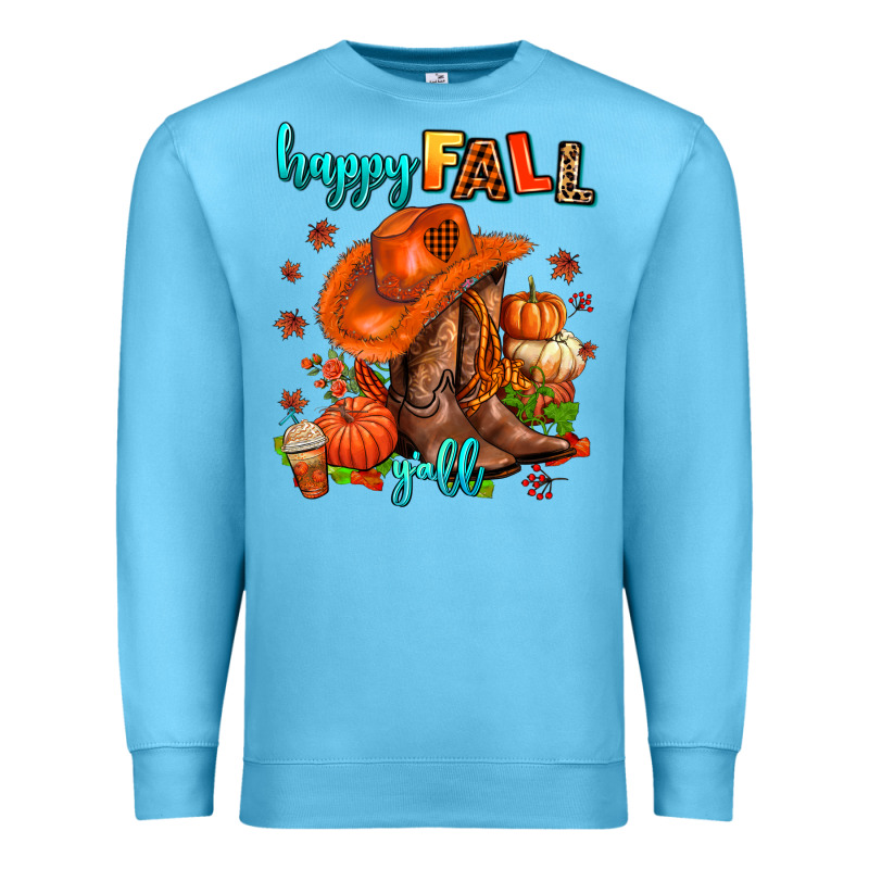 Happy Fall Y'all  Cowgirl Premium Sweatshirt by AdoDesignShop | Teevron