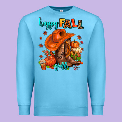 Happy Fall Y'all  Cowgirl Premium Sweatshirt Designed By Adodesignshop