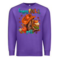 Purple happy fall y'all  cowgirl Premium Sweatshirt - AdoDesignShop