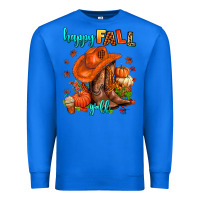 True Royal happy fall y'all  cowgirl Premium Sweatshirt - AdoDesignShop