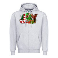 Heather Grey christmas joy elf Zipper Hoodie - Zillion Design Studio