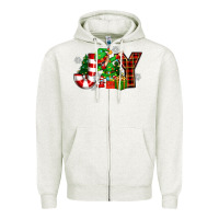 Oatmeal Heather christmas joy elf Zipper Hoodie - Zillion Design Studio