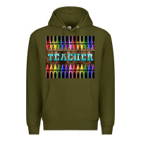 Army Green Teacher Crayons Premium Hoodie - LillyAllenDesigns