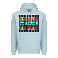Blue Mist Teacher Crayons Premium Hoodie - LillyAllenDesigns