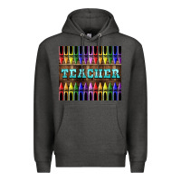 Charcoal Heather Teacher Crayons Premium Hoodie - LillyAllenDesigns