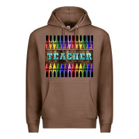 Chestnut Teacher Crayons Premium Hoodie - LillyAllenDesigns