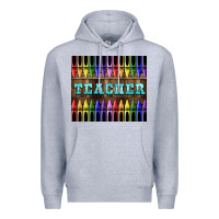 Heather Grey Teacher Crayons Premium Hoodie - LillyAllenDesigns