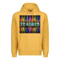 Mustard Teacher Crayons Premium Hoodie - LillyAllenDesigns