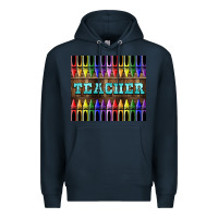 Navy Teacher Crayons Premium Hoodie - LillyAllenDesigns
