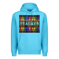 Ocean Blue Teacher Crayons Premium Hoodie - LillyAllenDesigns