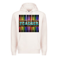 Pale Pink Teacher Crayons Premium Hoodie - LillyAllenDesigns