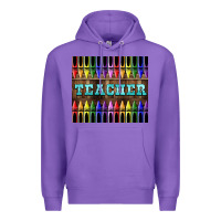 Purple Teacher Crayons Premium Hoodie - LillyAllenDesigns