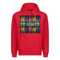 Red Teacher Crayons Premium Hoodie - LillyAllenDesigns
