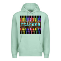 Seafoam Teacher Crayons Premium Hoodie - LillyAllenDesigns