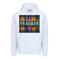 White Teacher Crayons Premium Hoodie - LillyAllenDesigns