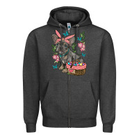 Charcoal Heather easter french bulldog Zipper Hoodie - RanaPortraitStore