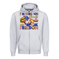 Heather Grey i m here for snacks and freedom Zipper Hoodie - texasbilliewilder