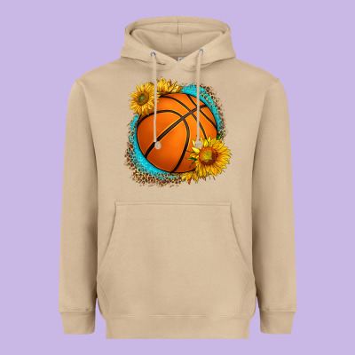 Western Basketball With Sunflower Heavyweight Hoodie Designed By Hra Design Shop