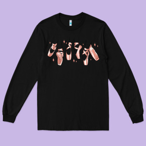 Ballerina Ballet Shoes Long Sleeve Tee Designed By Maliassmallbusiness