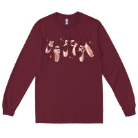 Burgundy ballerina ballet shoes Long Sleeve Tee - MaliasSmallBusiness