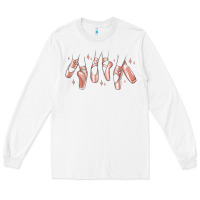 White ballerina ballet shoes Long Sleeve Tee - MaliasSmallBusiness